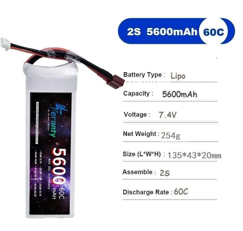 TERANTY 5600MAH 60C 2S 3S 4S 6 - огляд і ціна Lipo Battery 6S