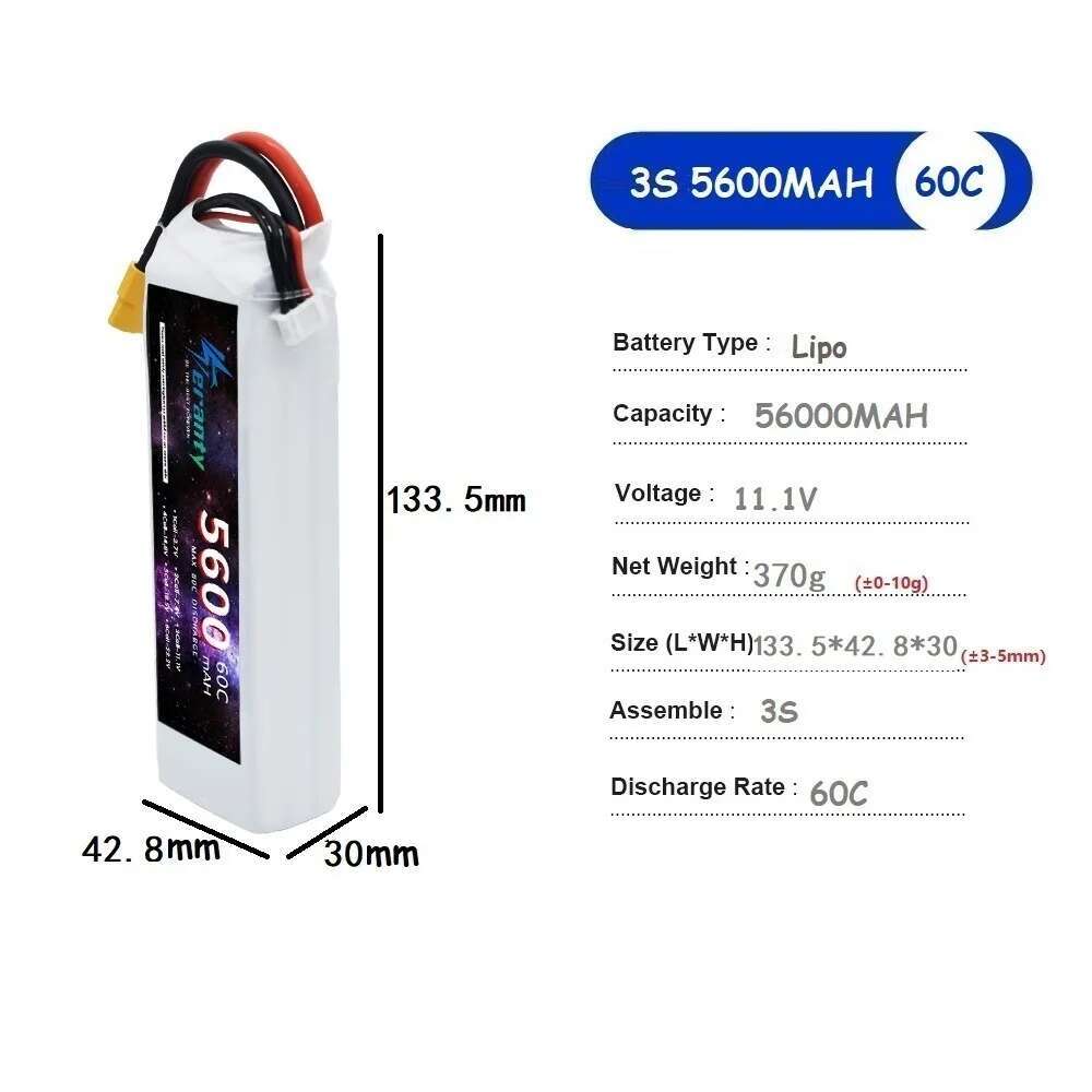 TERANTY 5600MAH 60C 2S 3S 4S 6 - огляд і ціна Lipo Battery 6S